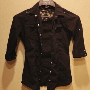 Black Button Up with Collar